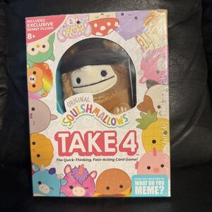 Original Squishmallows Take 4 Card Game W/ Exclusive Benny Plush Family Party 8+